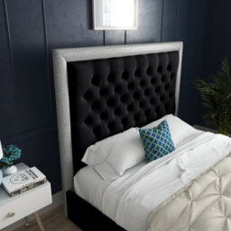 Ds Living Cheltenham Glitter And Black Velvet Upholstered Bed Frame 4Ft6 - thumbnail 2