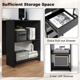 Costway L-Shaped Computer Desk Compact Corner Executive Desk W/storage-Black - thumbnail 8