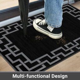 Ameha Modern Bedroom Greek Key Style Front Door Mat Indoor Durable Soft Touch Non Shedding Nico Black Small Rug (40 X 60 Cm) - thumbnail 5
