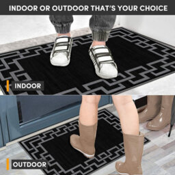 Ameha Modern Bedroom Greek Key Style Front Door Mat Indoor Durable Soft Touch Non Shedding Nico Black Small Rug (40 X 60 Cm) - thumbnail 6
