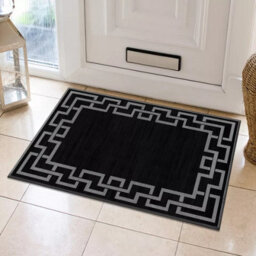 Ameha Modern Bedroom Greek Key Style Front Door Mat Indoor Durable Soft Touch Non Shedding Nico Black Small Rug (40 X 60 Cm) - thumbnail 2
