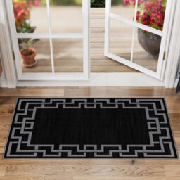 Ameha Modern Bedroom Greek Key Style Front Door Mat Indoor Durable Soft Touch Non Shedding Nico Black Small Rug (40 X 60 Cm) - thumbnail 3
