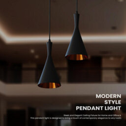 Ledsone Black Industrial Pendant Light  Modern Hanging Lamp With E27 Socket, Farmhouse Decor For Dining Room & Kitchen - thumbnail 4