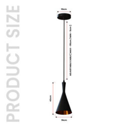 Ledsone Black Industrial Pendant Light  Modern Hanging Lamp With E27 Socket, Farmhouse Decor For Dining Room & Kitchen - thumbnail 3