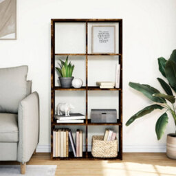 Berkfield Durable Room Divider Bookcase Smoked Oak 69.5X29X137.5 Cm Engineered Wood - thumbnail 3