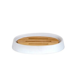 Showerdrape Sonata White & Bamboo Soap Dish - thumbnail 3
