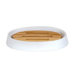 Showerdrape Sonata White & Bamboo Soap Dish - thumbnail 2