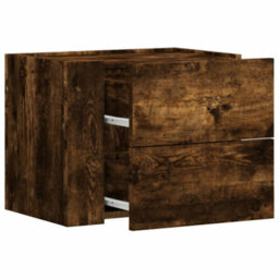 Berkfield Wall-Mounted Bedside Cabinet Smoked Oak 45X30X35 Cm - thumbnail 7