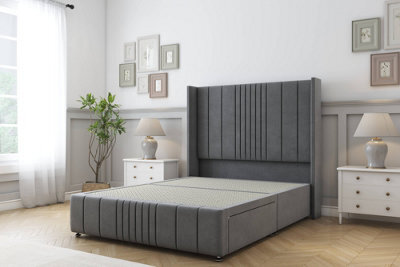 "Sloomy Hargrave Armour Coniston Divan Bed Base 2 Drawers Foot-End-54"" Wingback Headboard & 12"" Footboard 4' Small Double" - image 1