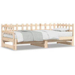 Berkfield Pull-Out Day Bed 2X(80X200) Cm Solid Wood Pine - thumbnail 3