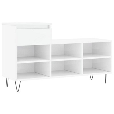 Berkfield Modern Shoe Cabinet High Gloss White 102X36X60 Cm Engineered Wood