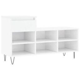Berkfield Modern Shoe Cabinet High Gloss White 102X36X60 Cm Engineered Wood