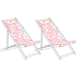 Beliani Set Of 2 Sun Lounger Replacement Fabrics Anzio/avellino 113 X 44 Cm Pink - thumbnail 1