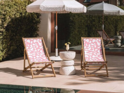 Beliani Set Of 2 Sun Lounger Replacement Fabrics Anzio/avellino 113 X 44 Cm Pink - thumbnail 2