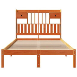 Berkfield Bookcase Bed Without Mattress Wax Brown 135X190 Cm Double Solid Wood Pine - thumbnail 4