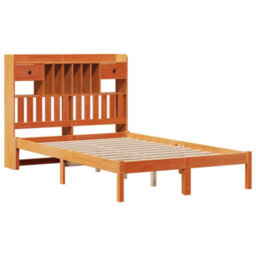 Berkfield Bookcase Bed Without Mattress Wax Brown 135X190 Cm Double Solid Wood Pine - thumbnail 3