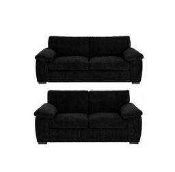 Amalfi Jumbo Cord 3+2 Seater Sofa Set Black