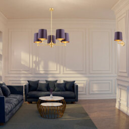 Luminosa Lighting Luminosa Princeton Wall Lamp With Shade Plum Purple (Gold Inside), Brushed Brass - thumbnail 3