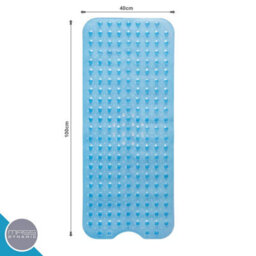 Mass Dynamic Extra-Long Non-Slip Bath Mat 100 X 40Cm  Transparent Blue, Suction Cup Base - thumbnail 2