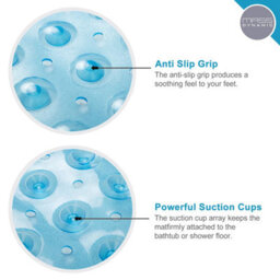 Mass Dynamic Extra-Long Non-Slip Bath Mat 100 X 40Cm  Transparent Blue, Suction Cup Base - thumbnail 3