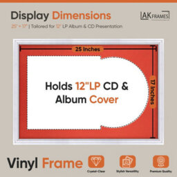 "AK Frames 25X17"" White Step Vinyl Record Frame With Poppy Red Mount For 12 Inch Lp Cover & Disc - Overlapped Design" - thumbnail 2