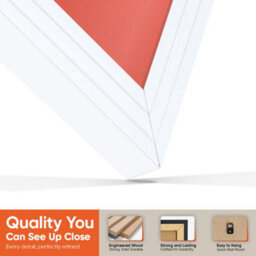 "AK Frames 25X17"" White Step Vinyl Record Frame With Poppy Red Mount For 12 Inch Lp Cover & Disc - Overlapped Design" - thumbnail 3