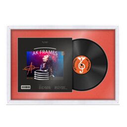"AK Frames 25X17"" White Step Vinyl Record Frame With Poppy Red Mount For 12 Inch Lp Cover & Disc - Overlapped Design" - thumbnail 1
