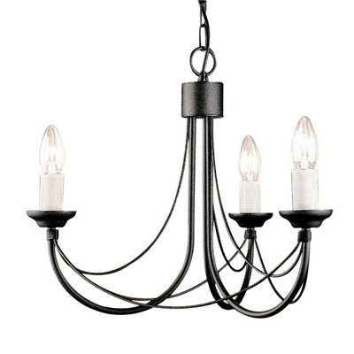 Elegant Gothic Style 3 Bulb Chandelier In Ivory And Black Finish