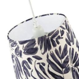Happy Homewares Midnight Blue Palm Leaf Themed 25Cm Drum Lampshade With Fabric Lining - thumbnail 4