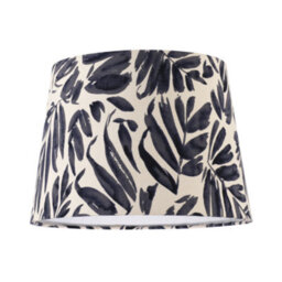 Happy Homewares Midnight Blue Palm Leaf Themed 25Cm Drum Lampshade With Fabric Lining - thumbnail 1
