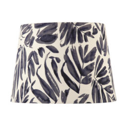 Happy Homewares Midnight Blue Palm Leaf Themed 25Cm Drum Lampshade With Fabric Lining - thumbnail 3