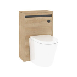 Royal Bathrooms Orion 540mm Natural Oak Btw Wc Toilet Unit With Black Strip - thumbnail 2