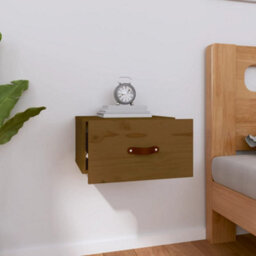 Berkfield Wall-Mounted Bedside Cabinet Honey Brown 40X29.5X22 Cm - thumbnail 3