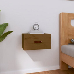 Berkfield Wall-Mounted Bedside Cabinet Honey Brown 40X29.5X22 Cm - thumbnail 1