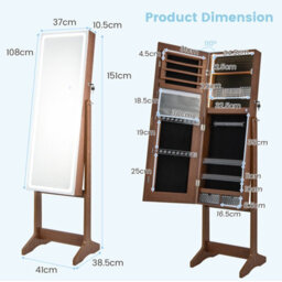 Costway Standing Jewelry Cabinet Lockable Jewelry Armoire W/ Led Lights - thumbnail 2