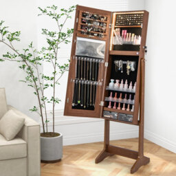 Costway Standing Jewelry Cabinet Lockable Jewelry Armoire W/ Led Lights - thumbnail 4