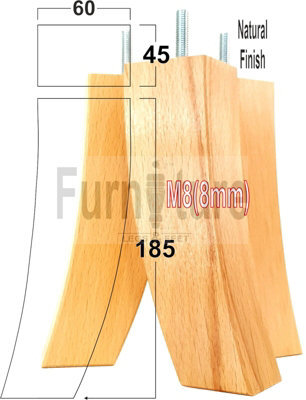 L&F 4X Replacement Furniture Legs Solid Wood Feet 185mm Height Sofas Chairs Settee Cabinets M8(8mm) Tsp2022 (Natural) - image 1