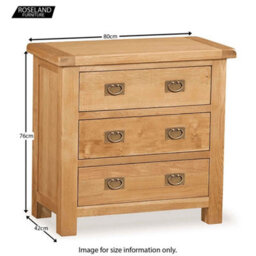 Zelah Oak 3 Drawer Chest Fully Assembled - By Roseland Furniture - thumbnail 8
