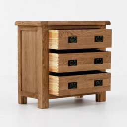 Zelah Oak 3 Drawer Chest Fully Assembled - By Roseland Furniture - thumbnail 4