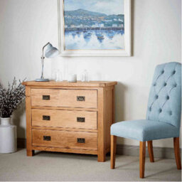 Zelah Oak 3 Drawer Chest Fully Assembled - By Roseland Furniture - thumbnail 3
