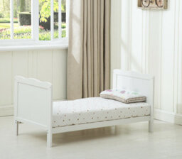 MCC Direct Solid Wooden Cot Bed Convertible Toddler Bed With Mattress Orlando White - thumbnail 3