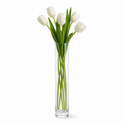 Urbn-Living 40Cm Narrow Cylinder Tall Glass Flower Vase Bouquet Display Florist Table Centrepiece Home Decor by B&Q