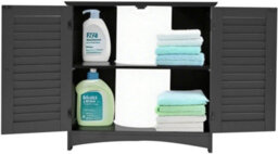 Black Under Sink Storage Cabinet Freestanding Bathroom Cupboard With Shutter Doors And Shelf H60 X L60 X W30Cm - thumbnail 6