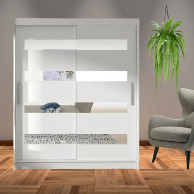 Westa Xiii 150 Cm Sliding Door Wardrobe With Mirrors White - image 1