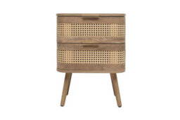 Rattan Bedside Cabinet 2 Drawer Brown Oak Birlea Sark Nightstand Side Table - thumbnail 9