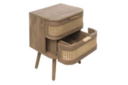 Rattan Bedside Cabinet 2 Drawer Brown Oak Birlea Sark Nightstand Side Table - thumbnail 7