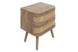 Rattan Bedside Cabinet 2 Drawer Brown Oak Birlea Sark Nightstand Side Table - thumbnail 6