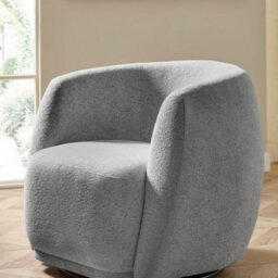Oakham Bowline Grey Chenille Upholstered Swivel Accent Chair - thumbnail 4