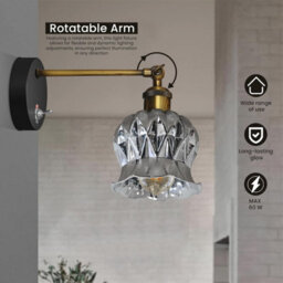 Vintage Wall Light With Adjustable Arm White And Brown Glass Shade On/off Switch Wall Lighting Fixtures Industrial Wall Sconce - thumbnail 5