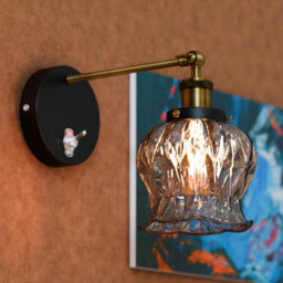 Vintage Wall Light With Adjustable Arm White And Brown Glass Shade On/off Switch Wall Lighting Fixtures Industrial Wall Sconce - thumbnail 3